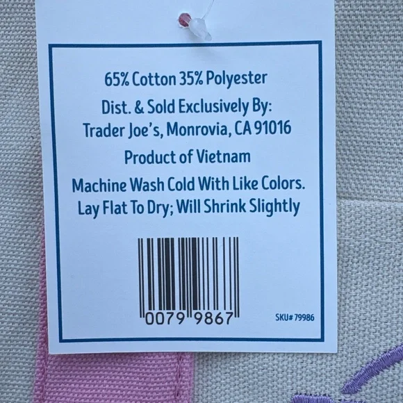 Trader Joe's 2026 Mini Canvas Pastel Reusable Tote Bag Pink Easter Basket Bag - Picture 6 of 9